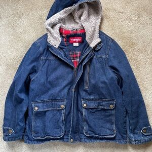 Wrangler Denim Sherpa Flannel Coat with Hood